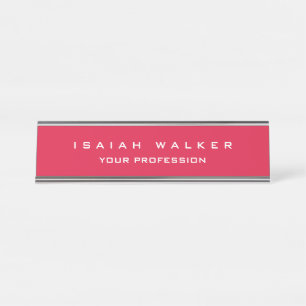 Porte-nom Pour Bureau Élégant Classy Plain Unique Special Crimson Rouge