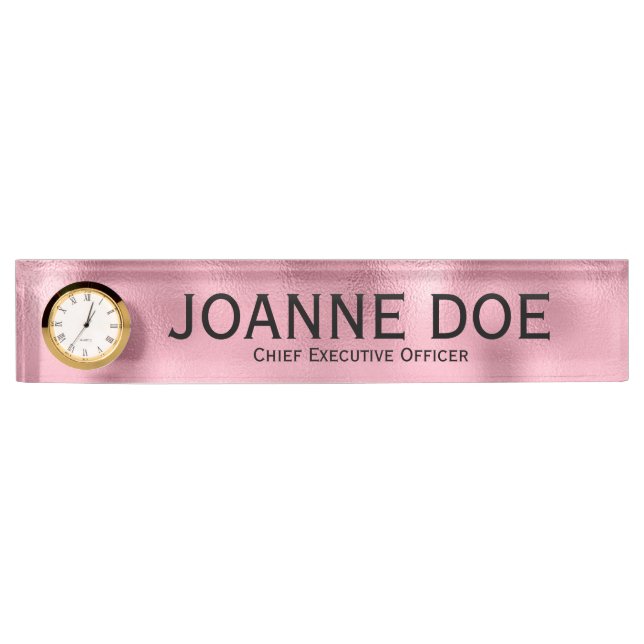 Porte-nom Pour Bureau Élégant Directeur Général Pink (Devant)