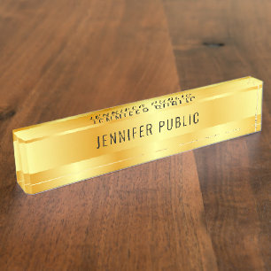 Porte-nom Pour Bureau Elégant Faux Gold Modèle personnalisé