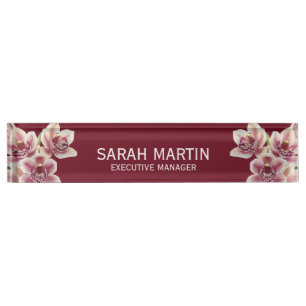 Porte-nom Pour Bureau Élégant Gestionnaire de fleurs d'orchidées exotiqu