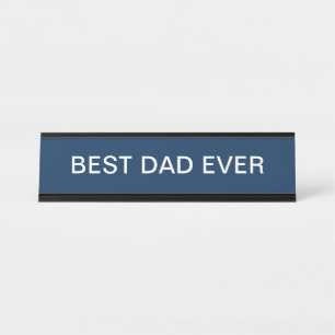 Porte-nom Pour Bureau Elegant Meilleur Papa Jamais Marine Bleu