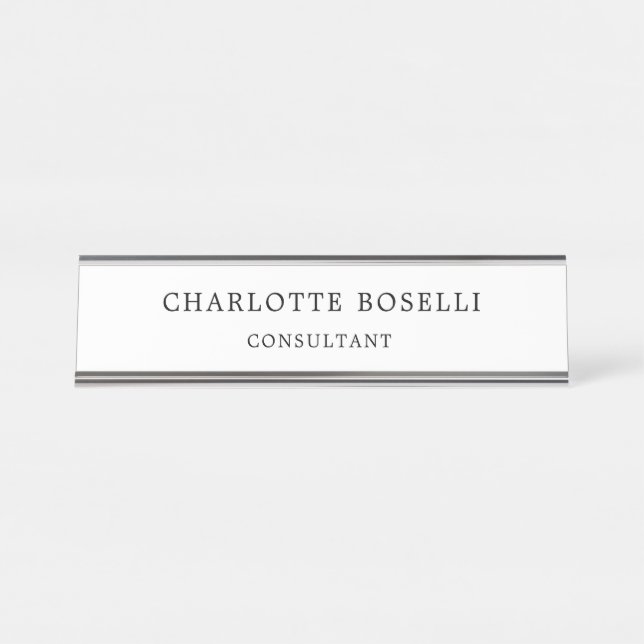 Porte-nom Pour Bureau Élégant minimaliste professionnel classique (Devant)