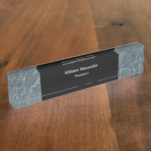 Porte-nom Pour Bureau Élégant Monogramme Exécutif