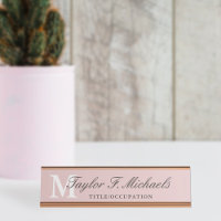 Élégant Monogramme rose pâle et nom
