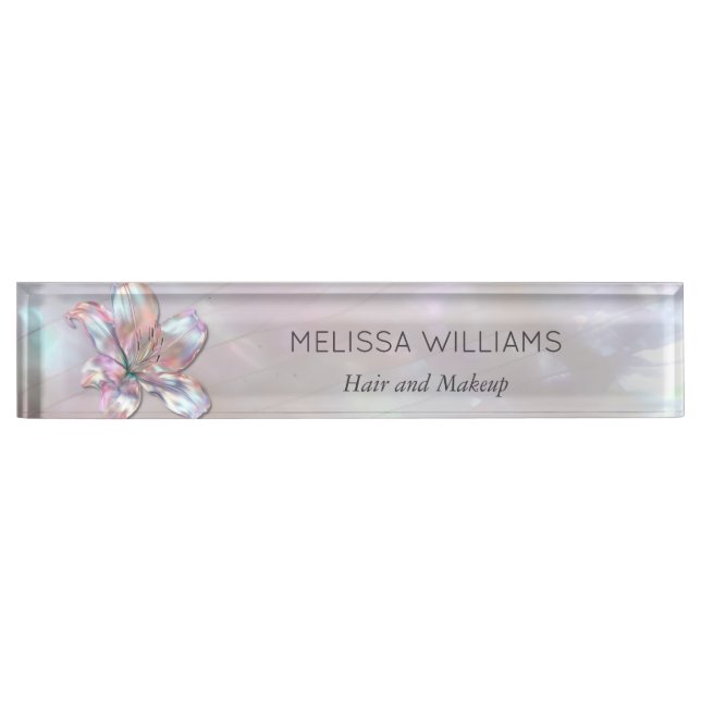 Porte-nom Pour Bureau Elegant Mother-of-Pearl Lily (Devant)