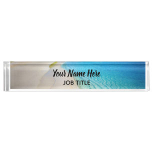Porte-nom Pour Bureau Elégant Ocean Blue Beach Signature Bureau Nom Plaq