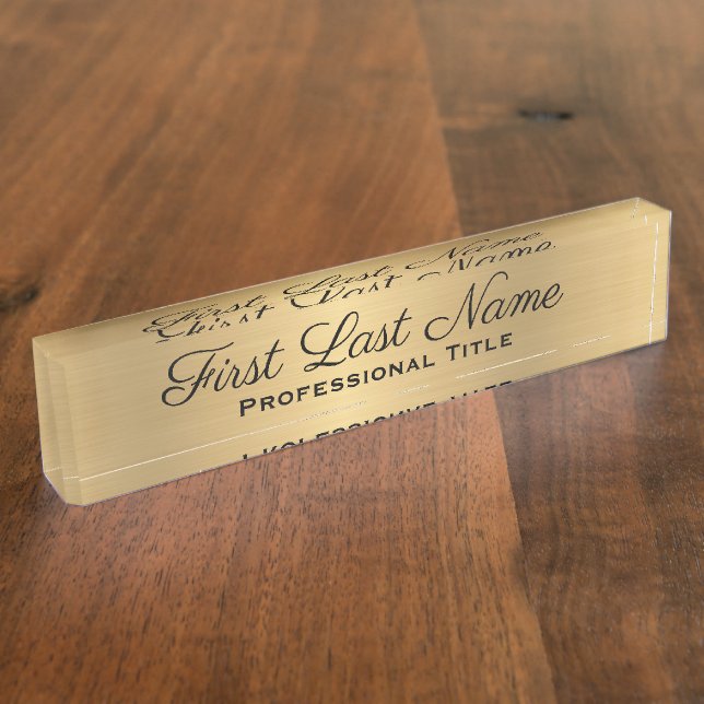 Porte-nom Pour Bureau Élégant Office Professionnel Signal Faux Gold (Taille)