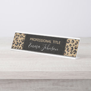 Porte-nom Pour Bureau Élégant Parties scintillant or Empreinte de léo