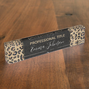 Porte-nom Pour Bureau Élégant Parties scintillant or Empreinte de léo