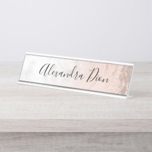 Porte-nom Pour Bureau Élégant rose moderne en cuivre marbre parties sc