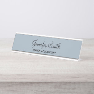 Porte-nom Pour Bureau Élégant script bleu foncé