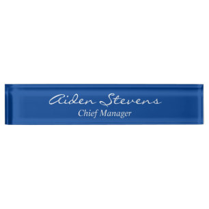 Porte-nom Pour Bureau Élégant Simple Plat Profond Bleu Minimaliste