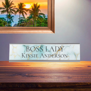 Porte-nom Pour Bureau Élégant sur mesure en marbre moderne LADY