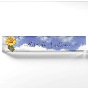 Porte-nom Pour Bureau Elégant tournesol personnalisé Floral professionne