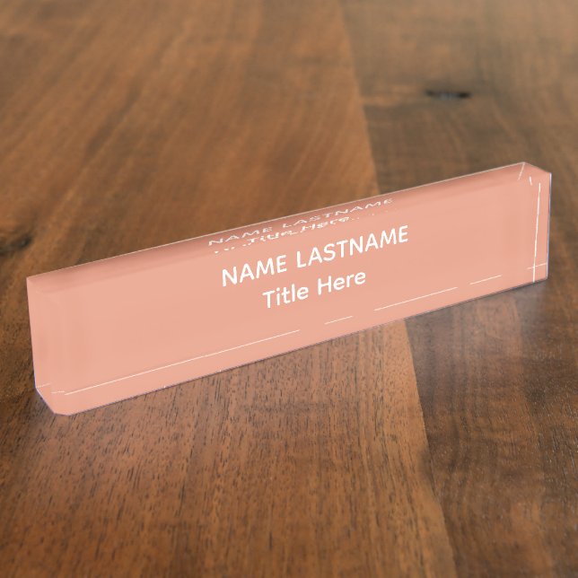 Porte-nom Pour Bureau Elegant white &Dark Salm custom name (Taille)