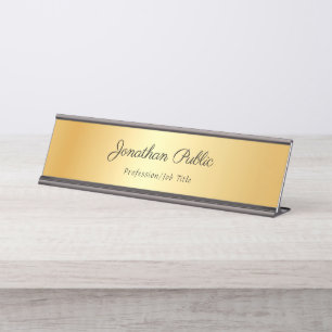 Porte-nom Pour Bureau Élégante écriture manuscrite Nom du texte Gold