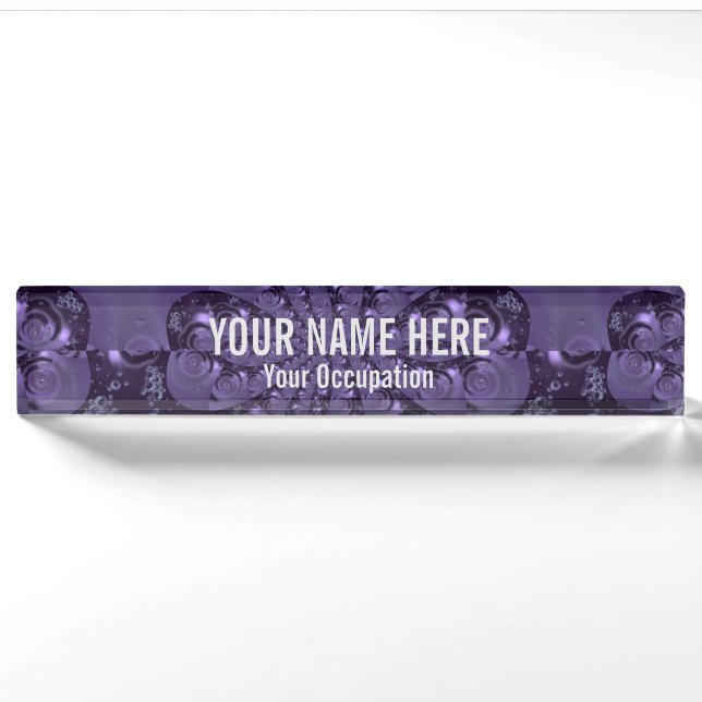 Porte-nom Pour Bureau Élégante étincelle Royale Purple Liquide (Devant)