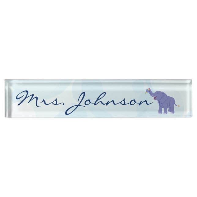 Porte-nom Pour Bureau Éléphant heureux (personnalisez) (Devant)