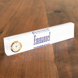 Porte-nom Pour Bureau Emmanuel, Nom, Logo, Numéro de bureau avec horlog