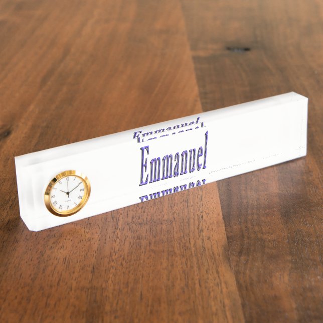 Porte-nom Pour Bureau Emmanuel, Nom, Logo, Plaque de bureau avec horloge (Taille)