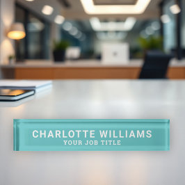 Porte-nom Pour Bureau Employé du bureau bleu d'Aqua Moderne
