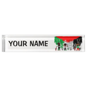 Porte-nom Pour Bureau Enfants de Gaza peignant le drapeau de la Palestin