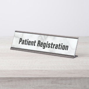 Porte-nom Pour Bureau Enregistrement des patients Marbre blanc faux élég