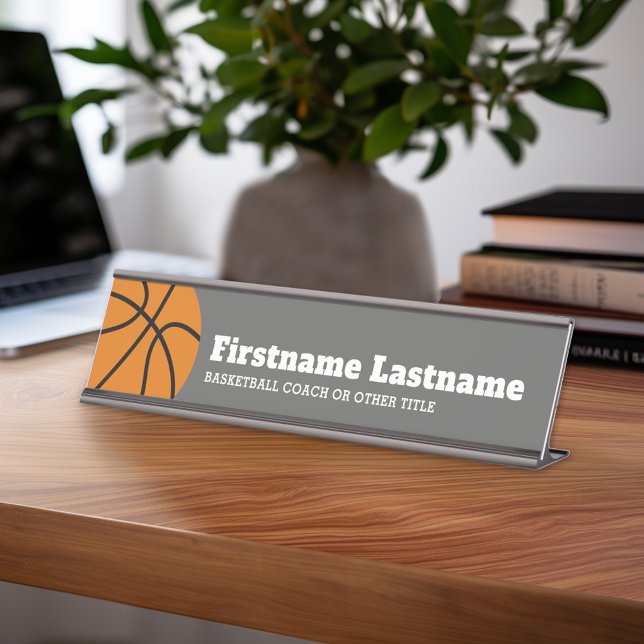 Porte-nom Pour Bureau Enseignant de basket-ball ou d'éducation physique (Personalized Sports Theme Desk Name Plate - Great Coach Appreciation Gift or Locker room Decor)
