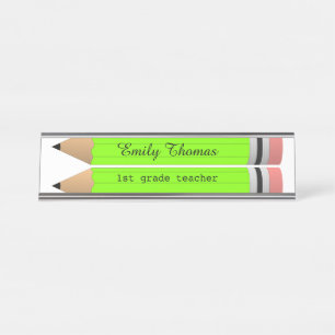 Porte-nom Pour Bureau Enseignant de classe Green Pencils