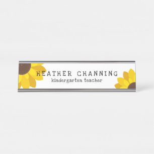 Porte-nom Pour Bureau Enseignant des tournesols