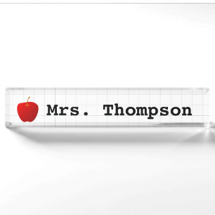 Porte-nom Pour Bureau Enseignant moderne Red Apple
