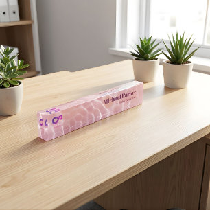 Porte-nom Pour Bureau Enseigne de bureau moderne rose ondulation d'eau l