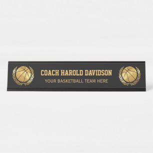 Porte-nom Pour Bureau Entraîneur de football d'or
