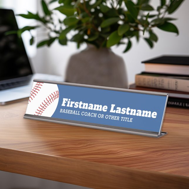Porte-nom Pour Bureau Entraîneur ou enseignant de baseball - Dessin mode (Personalized Sports Theme Desk Name Plate - Great Coach Appreciation Gift or Locker room Decor)