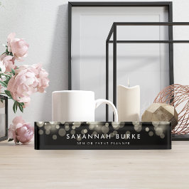 Porte-nom Pour Bureau Étincelle Champagne