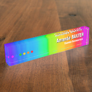 Porte-nom Pour Bureau Étiquette de nom arc-en-ciel