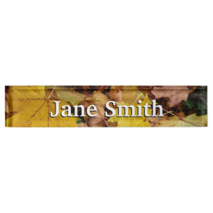 Porte-nom Pour Bureau Fallen Maple Feuille Jaune Automne Nature