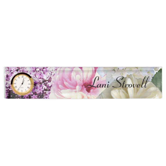Porte-nom Pour Bureau Fancy Floral Desk Nom Plaque (Devant)