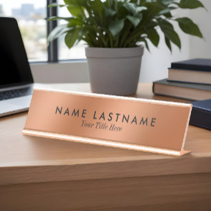 Porte-nom Pour Bureau Faux Cuivre Élégant Minimaliste Simple Moderne