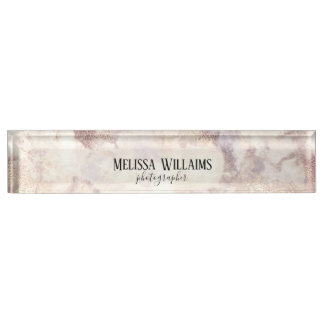 Porte-nom Pour Bureau Faux Gold Marble Business Desk Nameplate