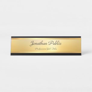 Porte-nom Pour Bureau Faux Gold Modern Élégant Modèle Professionnel