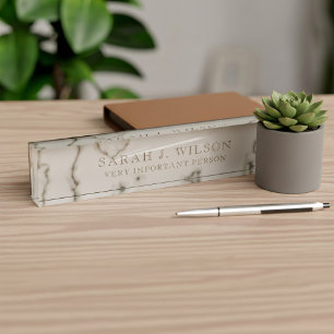 Porte-nom Pour Bureau Faux Marbre Personnalisé VIP Bloc de bureau Nom Pl