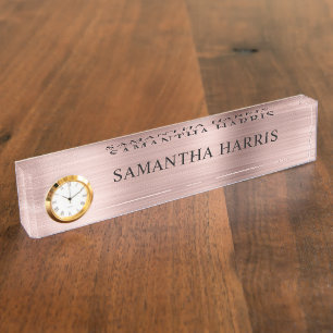 Porte-nom Pour Bureau Faux or rose luxe feuille