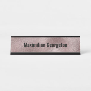 Porte-nom Pour Bureau Faux Pink Metallic pour elle
