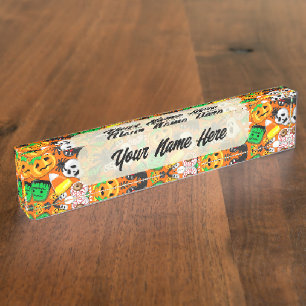 Porte-nom Pour Bureau Fête des Candies Éffrayantes d'Halloween