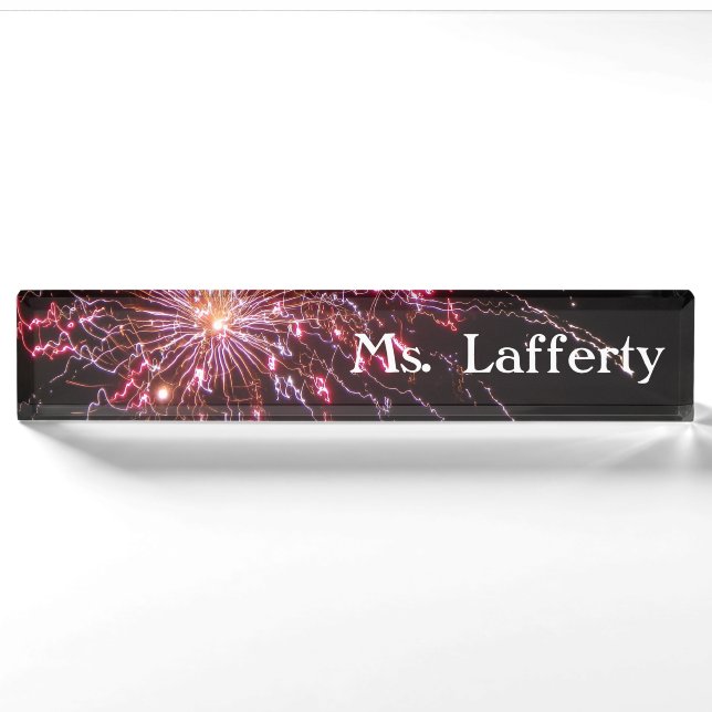 Porte-nom Pour Bureau Feux d'artifice 4 tous (Devant)