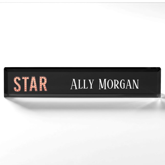 Porte-nom Pour Bureau Feux de marquis STAR personnalisés (Devant)