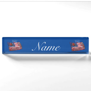 Porte-nom Pour Bureau Fier paysan patriotique drapeau Thunder_Cove