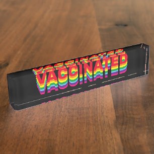 Porte-nom Pour Bureau Fierté vaccinée lgbt queer gay rainbow black