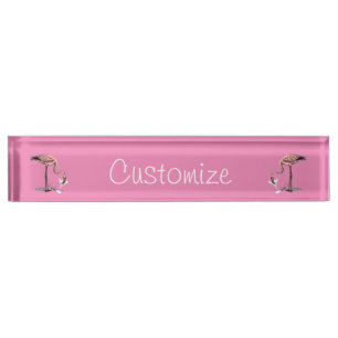 Porte-nom Pour Bureau Flamant rose Boire Martini Thunder_Cove